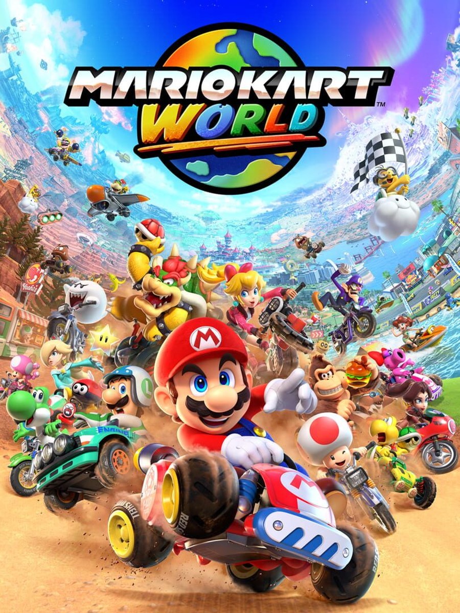 Mario Kart World cover art.